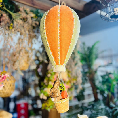 Balão Com Coelhinho no Cesto - 73x28x28cm Grande Laranja e Verde