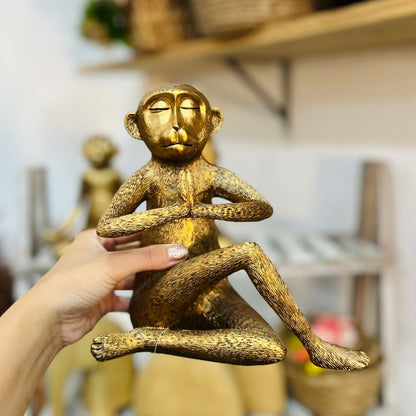 Escultura Macaco Yoga Em Poliresina C - 19cm