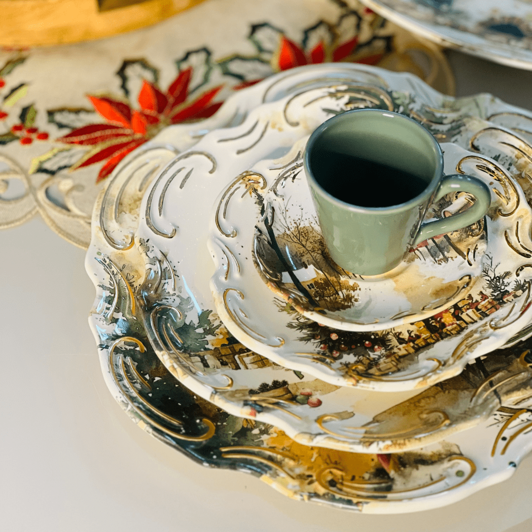 Prato de Sobremesa Noite de Neve de Cerâmica 20cm