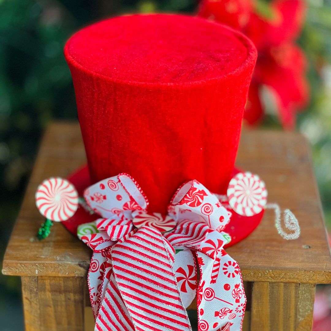 Ponteira Árvore de Cartola Candy - 21x22cm Vermelha