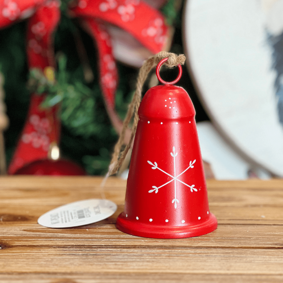 Sino Floco Neve Vermelho de Metal 12,5x7,5cm