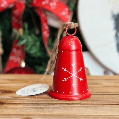 Sino Floco Neve Vermelho de Metal 12,5x7,5cm