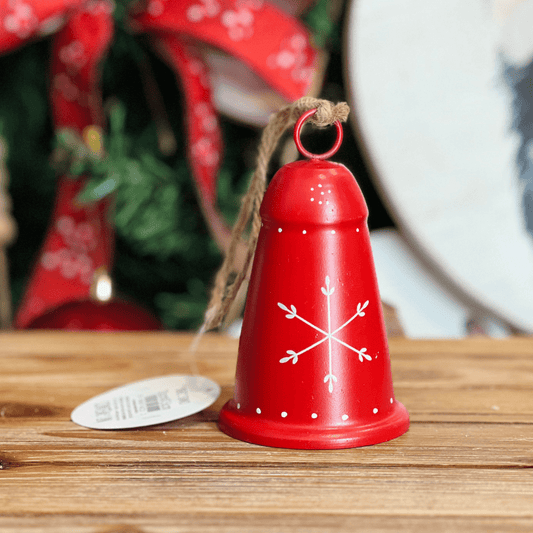 Sino Floco Neve Vermelho de Metal 12,5x7,5cm