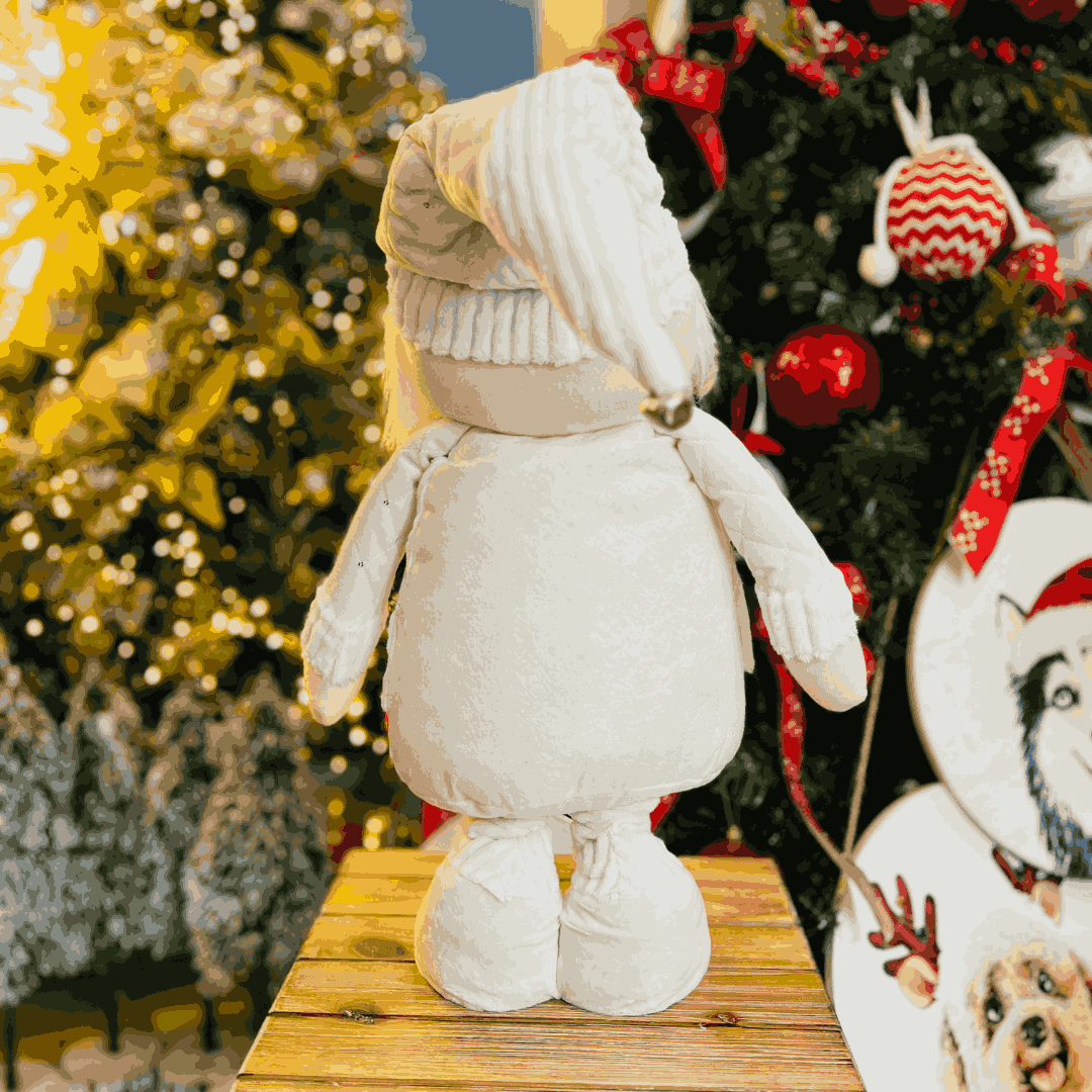 Papai Noel Em Pé Branco e Prata 1m x 36cm - Extensível