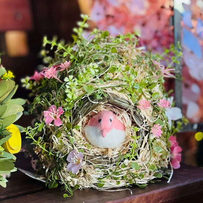 Casa Passarinho Com Pássaro e Flores - 18x18x20cm