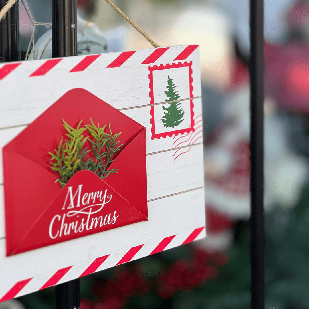 Placa Decorativa Natalina Carta Ao Noel 35,5x2,5x22cm