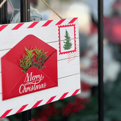 Placa Decorativa Natalina Carta Ao Noel 35,5x2,5x22cm