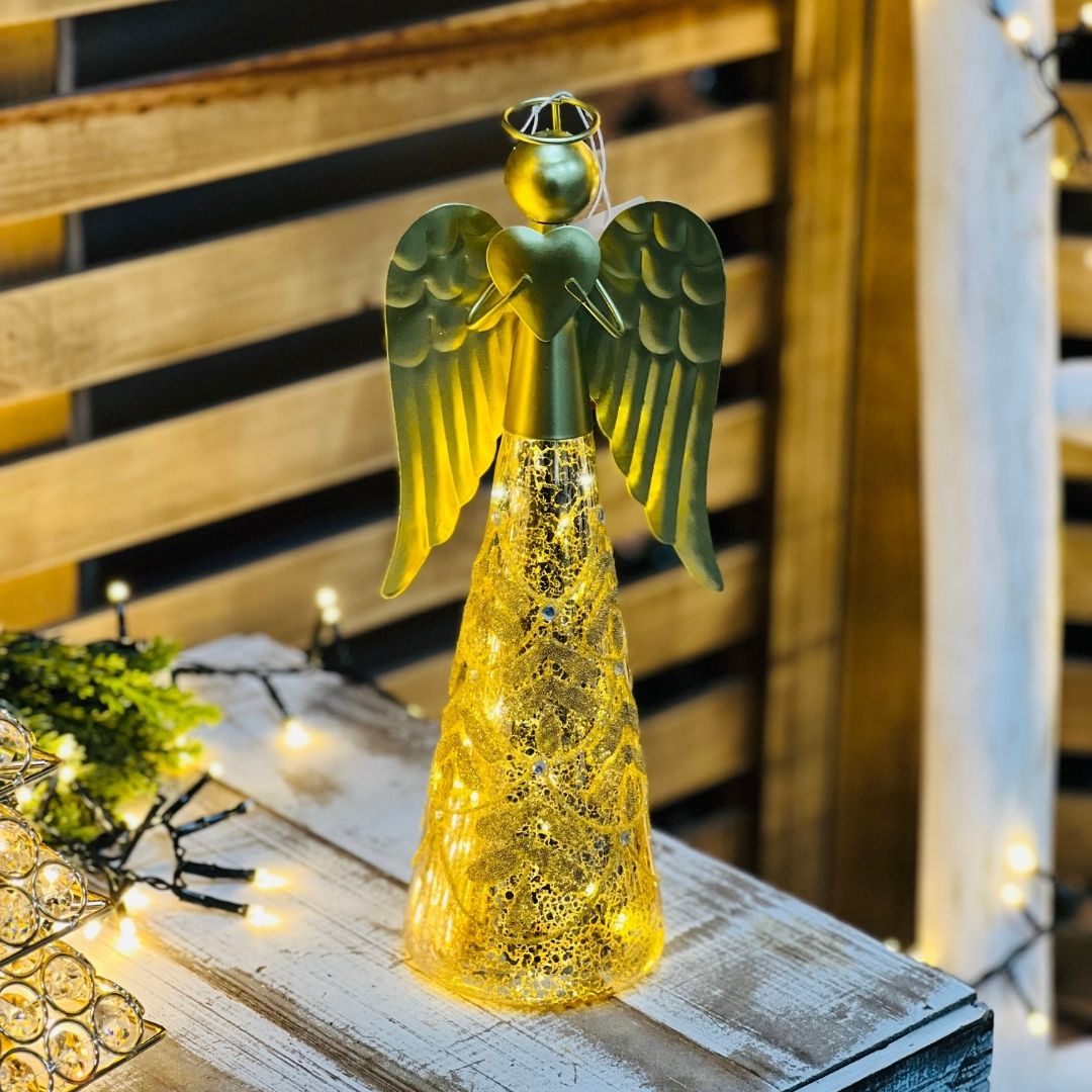 Anjo Celestial Vidro com Led - 26cm