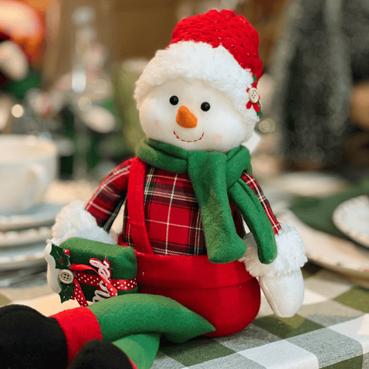 Boneco de Neve Natalino Com Presente Vermehlo e Verde 50cm
