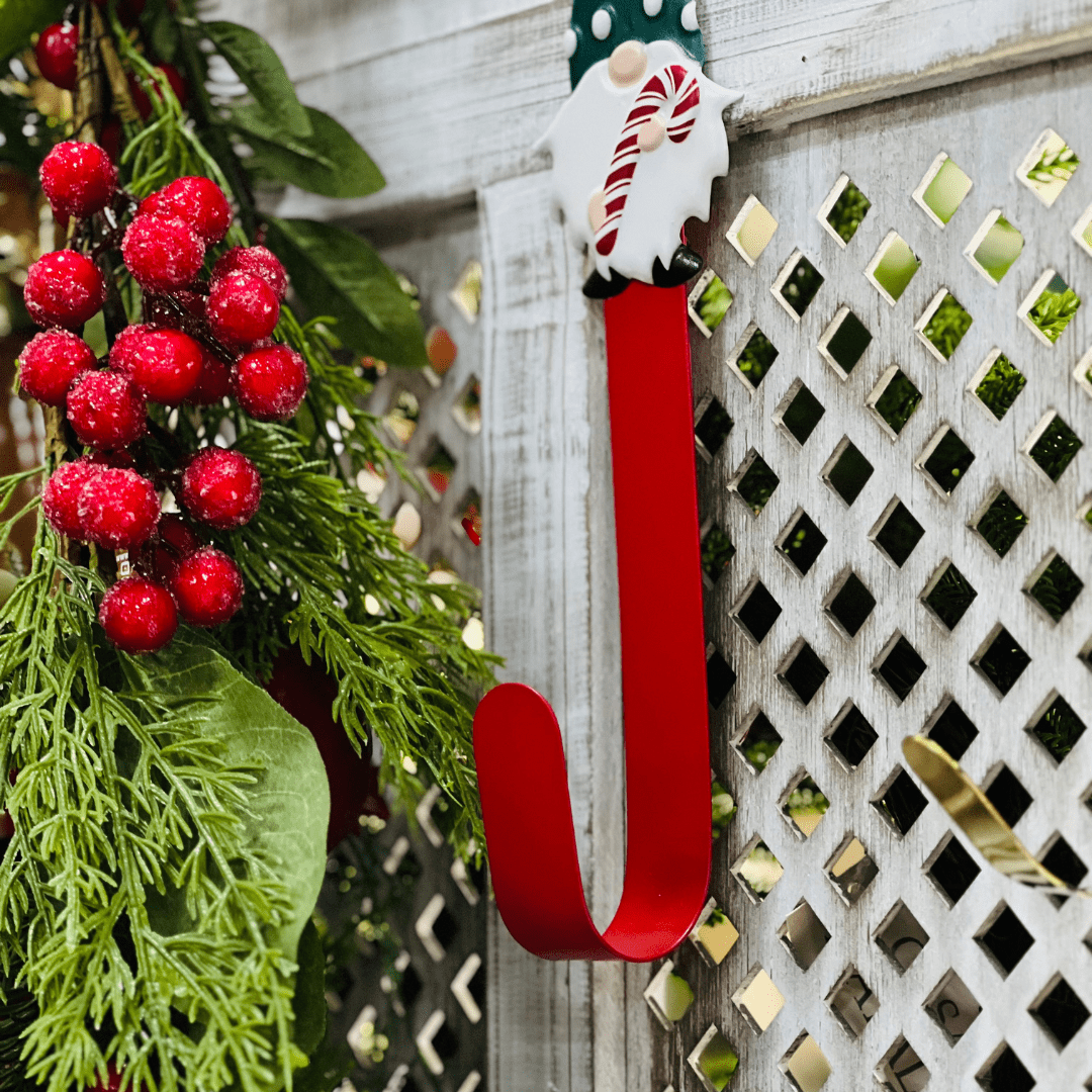 Suporte de Guirlanda Natalino Gnomo Vermelho 38x10cm