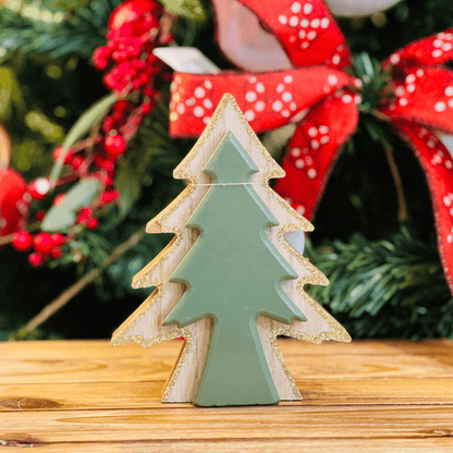 Árvore Natalina Verde de Madeira 16cm