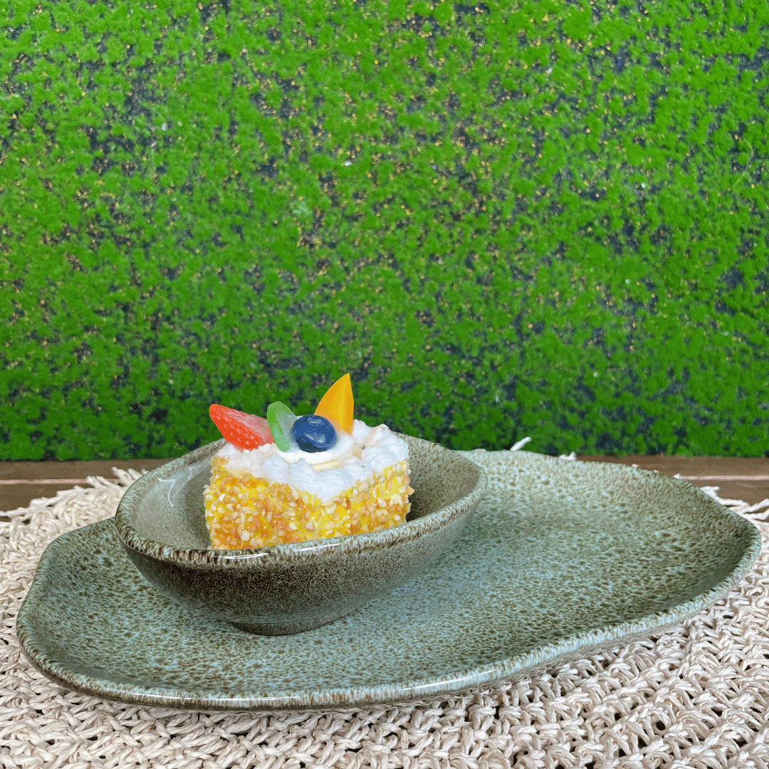 Trav Oval Rasa M Bio Croco Verde de Cerâmica 30x20cm