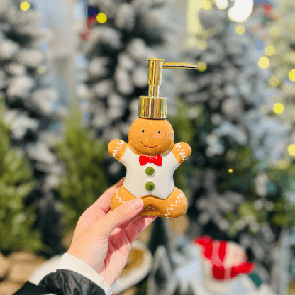 Saboneteira Natalina de Cerâmica Gingerbread 190ml 17cm