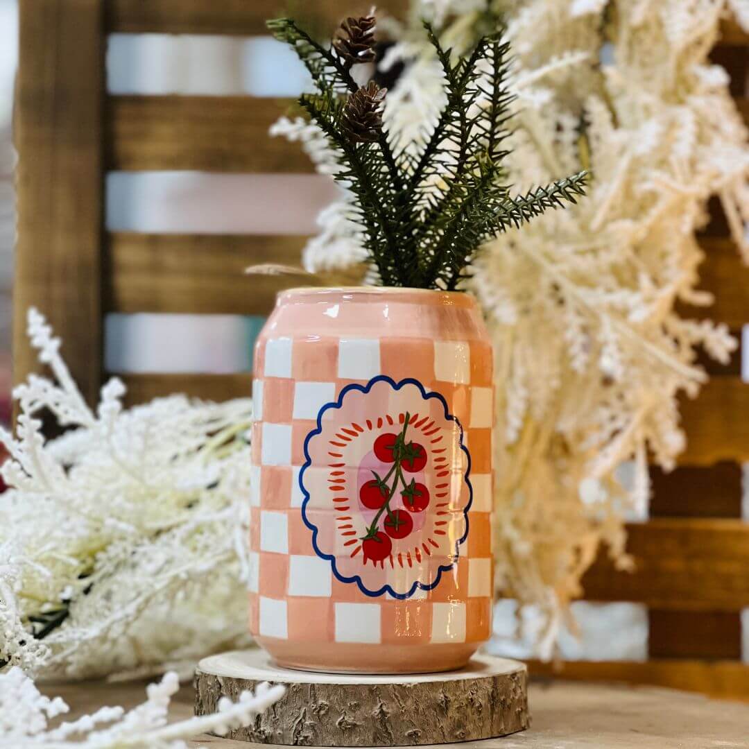Vaso Lata Tomato em Cerâmica | 15,5cm