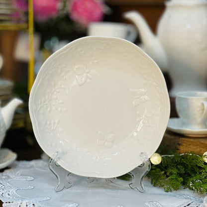 Prato Fundo de Porcelana New Bone Butterfly Flower