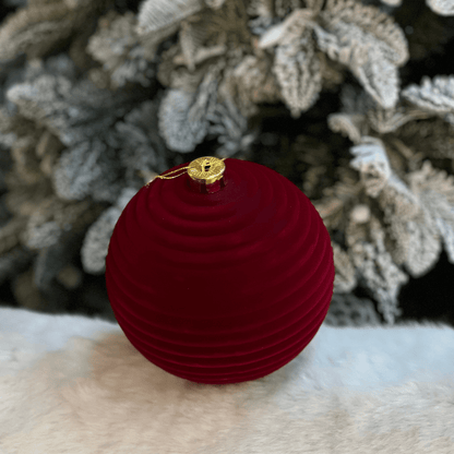Bola Natalina Vermelha Veludo 15cm - 1un