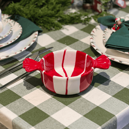 Bowl Natalino de Cerâmica Candy Vermelho e Branco 20cm