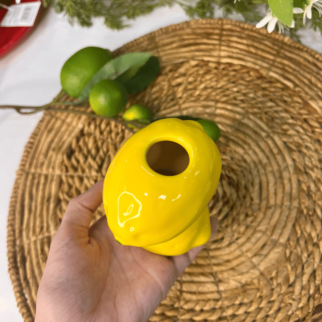 Vaso Limao Duplo Tutti-frutti de Cerâmica 12x9,5cm