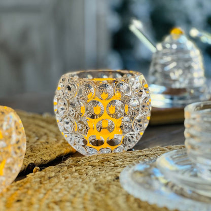 Porta Vela de Cristal Bolhas - 11x9cm