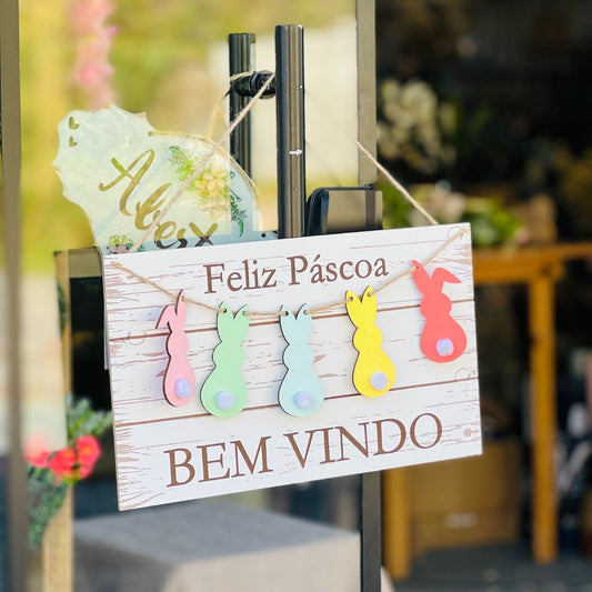 Placa Decorativa Bem Vindo - Colorido 35cm