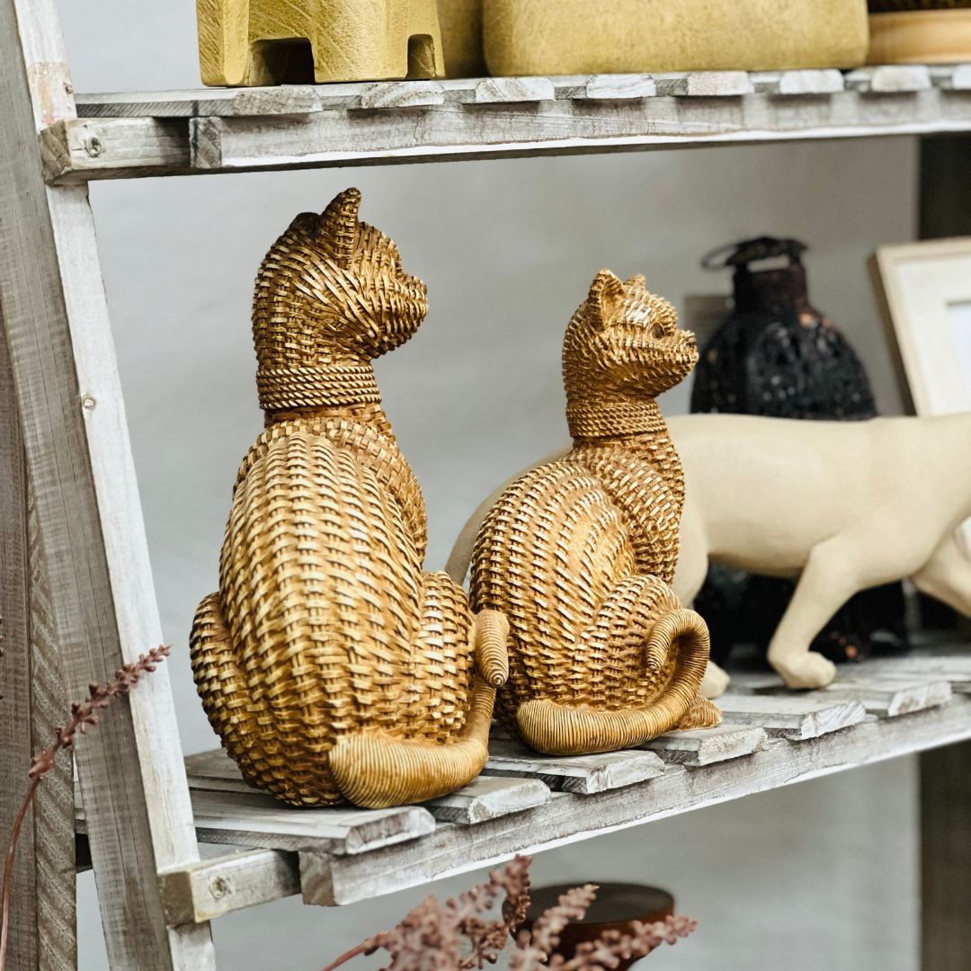 Gato Decorativo Dourado - 23,5cm