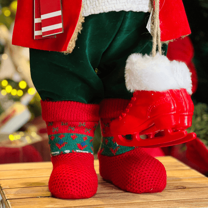 Papai Noel Em Pé Hora do Esqui Vermelho e Verde 60cm