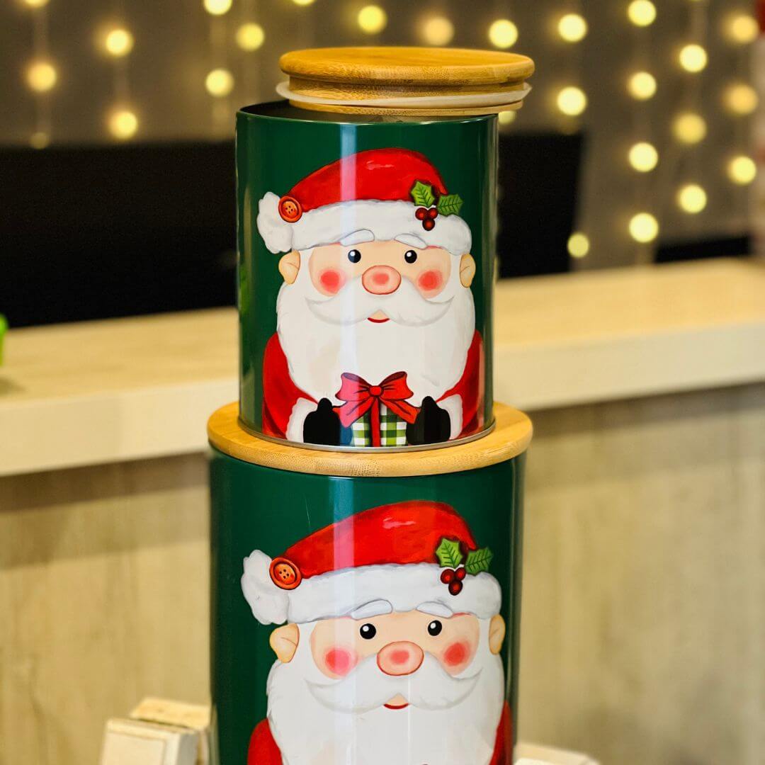 Pote de Metal com Papai Noel – Jogo com 2 Peças