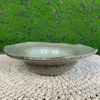 Prato de Entrada e Sobremesa Orgânico Croco Verde de Cerâmica 19x5,5cm