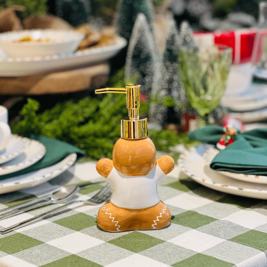 Saboneteira Natalina de Cerâmica Gingerbread 190ml 17cm