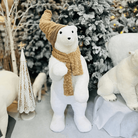 Urso Polar Natalino Em Pé Branco e Nude 110cm