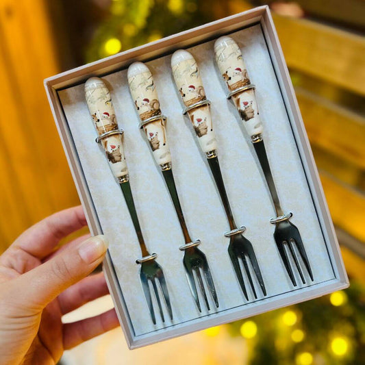 Kit de Garfos com Renas - 4 Peças | 15,5 cm