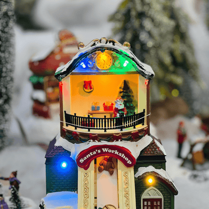 Cenário Natalino Fabrica de Brinquedos Com Led, Som e Movimento 22x14cm - Pilha