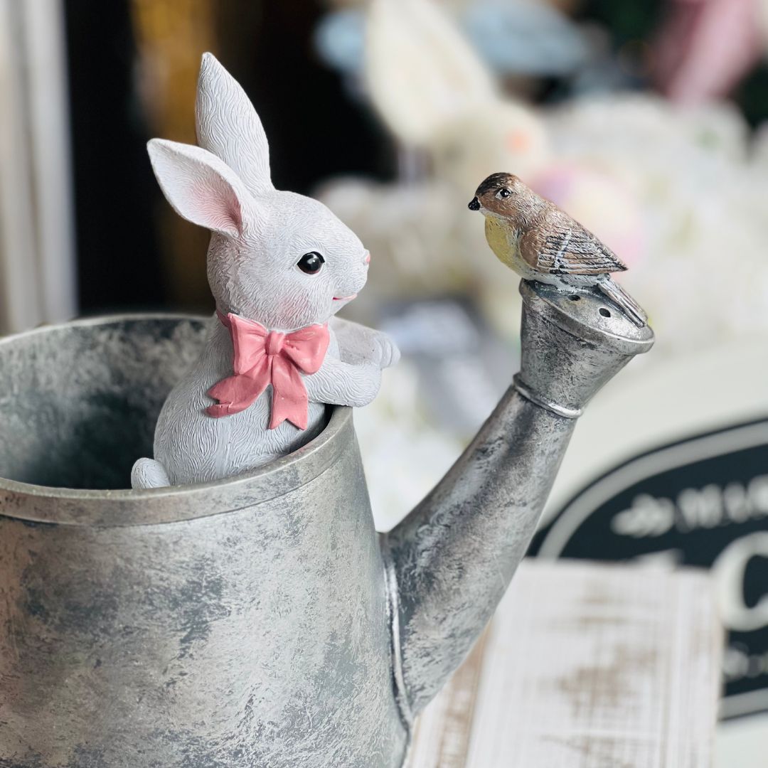 Vaso Decorativo Regador Com Coelho- 35cm