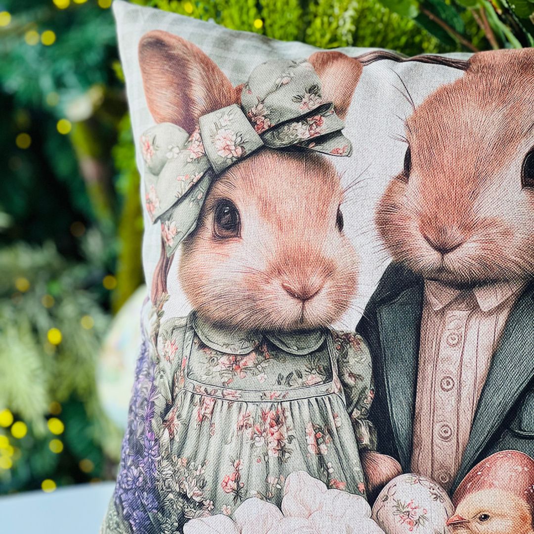 Capa Páscoa Casal Coelho - 43x43cm (399171)