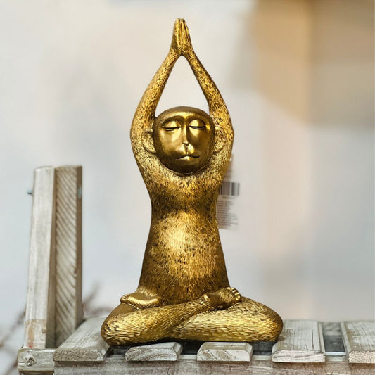 Escultura Macaco Yoga Em Poliresina A - 28,5cm
