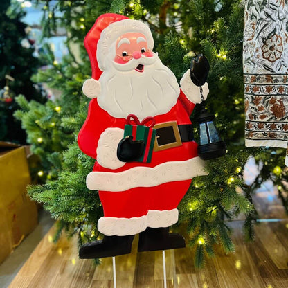 Enfeite de Metal Estaca Papai Noel com LED Solar – 75,5cm