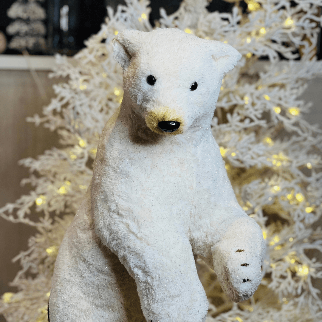Urso Polar em Pé Branco e Dourado – 66cm