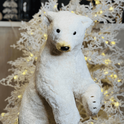 Urso Polar em Pé Branco e Dourado – 66cm