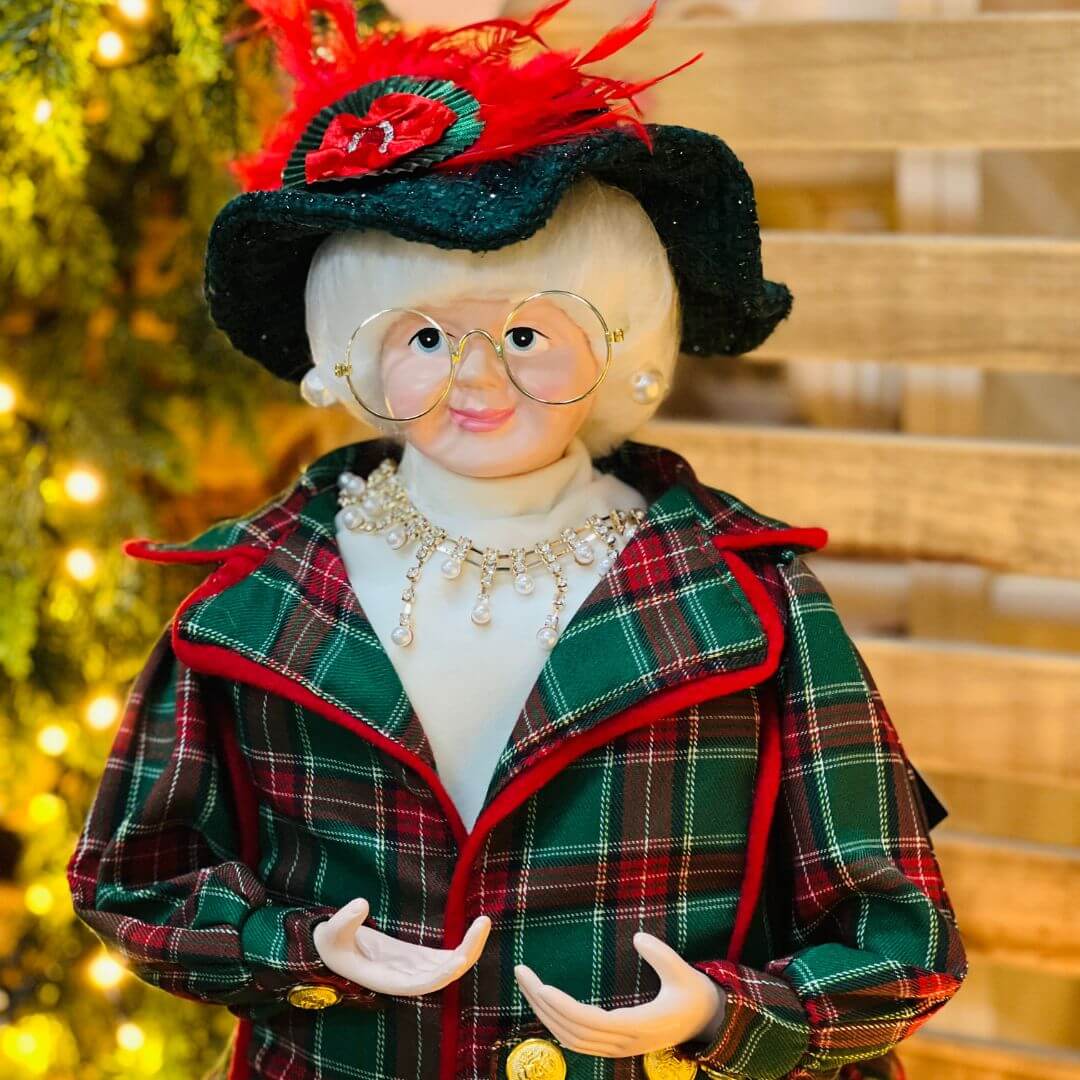 Enfeite Mamãe Noel Xadrez – 60cm