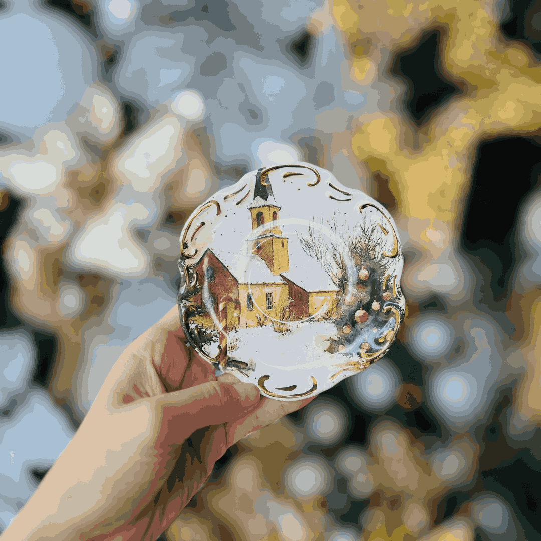 Xícara de Cafe Com Pires Noite de Neve de Cerâmica - 1un