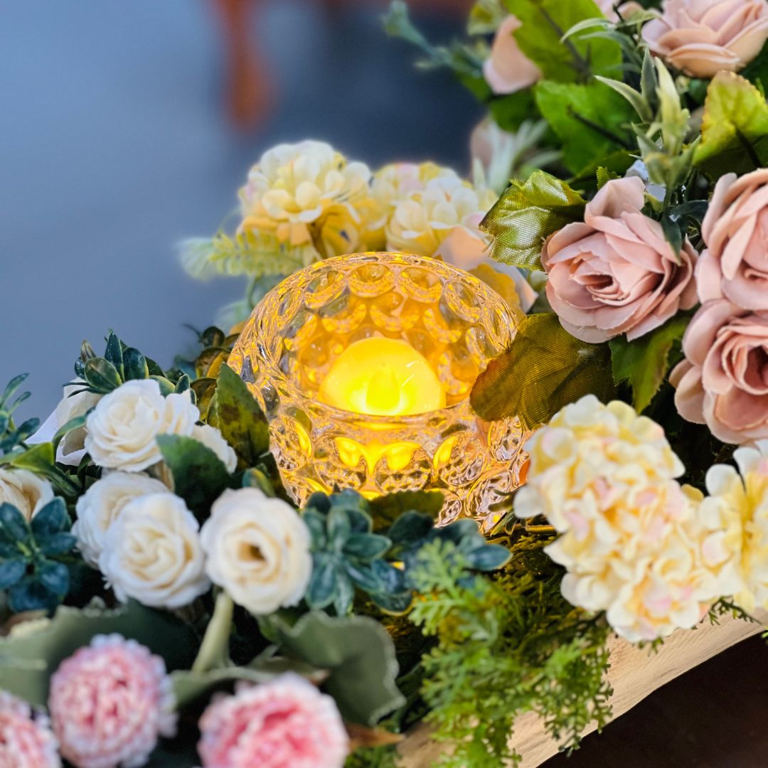 Porta Vela de Cristal Bolhas - 9,5x7,5cm