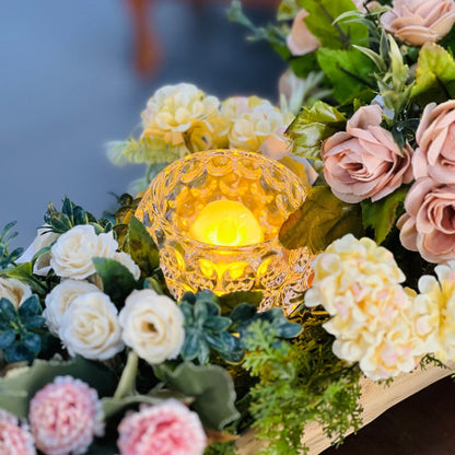 Porta Vela de Cristal Bolhas - 9,5x7,5cm