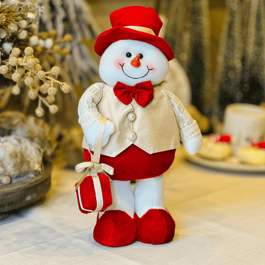 Boneco de Neve Natalino Em Pé Com Presente 40cm
