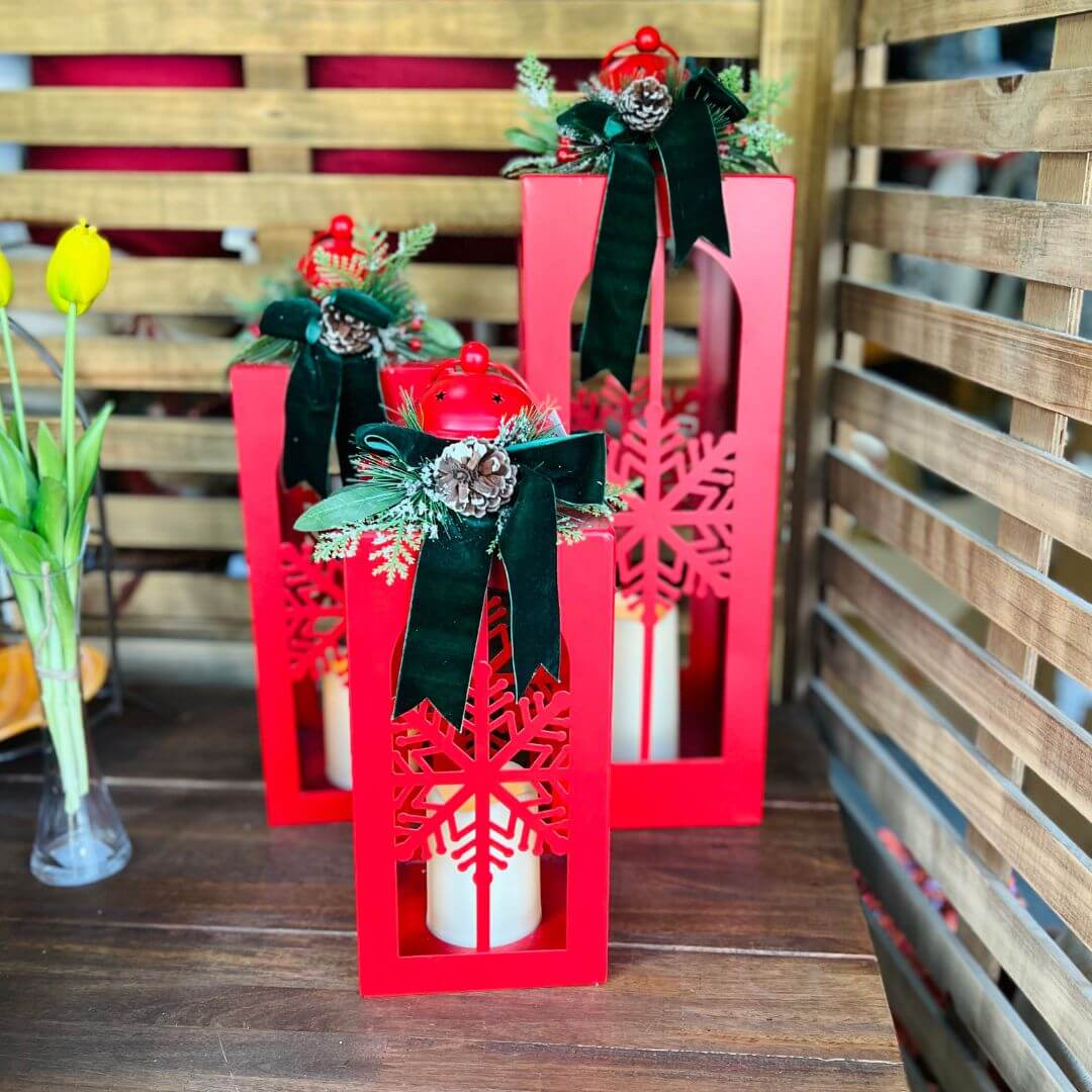 Lanterna Decorativa Natal Metal com LED – 44 x 15cm 