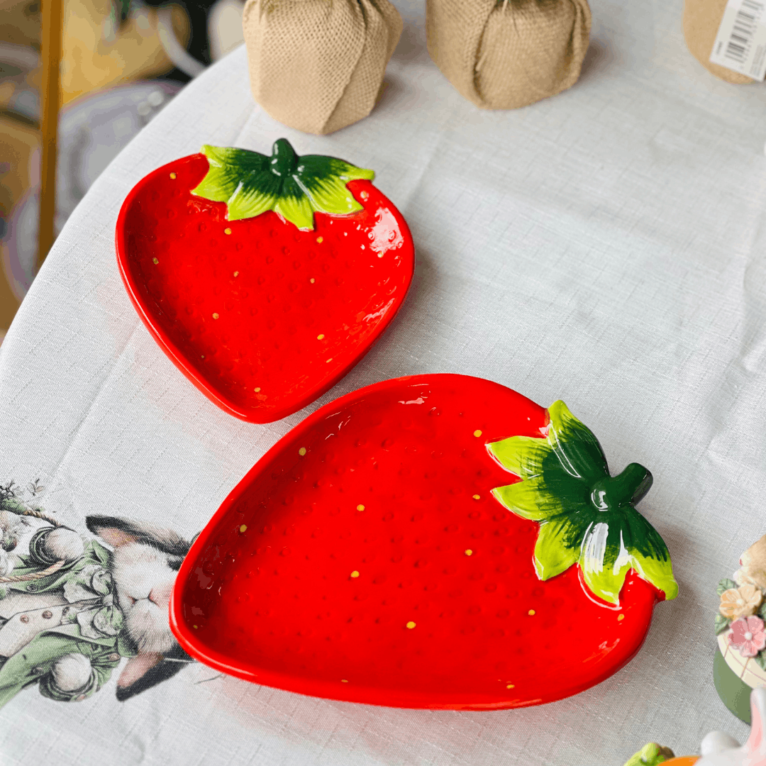 Travessa Morango de Cerâmica 26cm