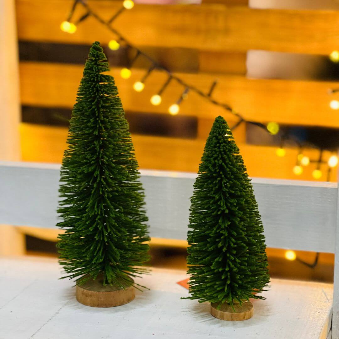 Enfeite Árvore Flocada Verde – 15cm