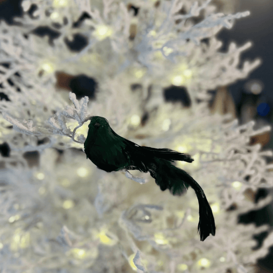 Pássaro Natalino Verde 20cm - Com Clip