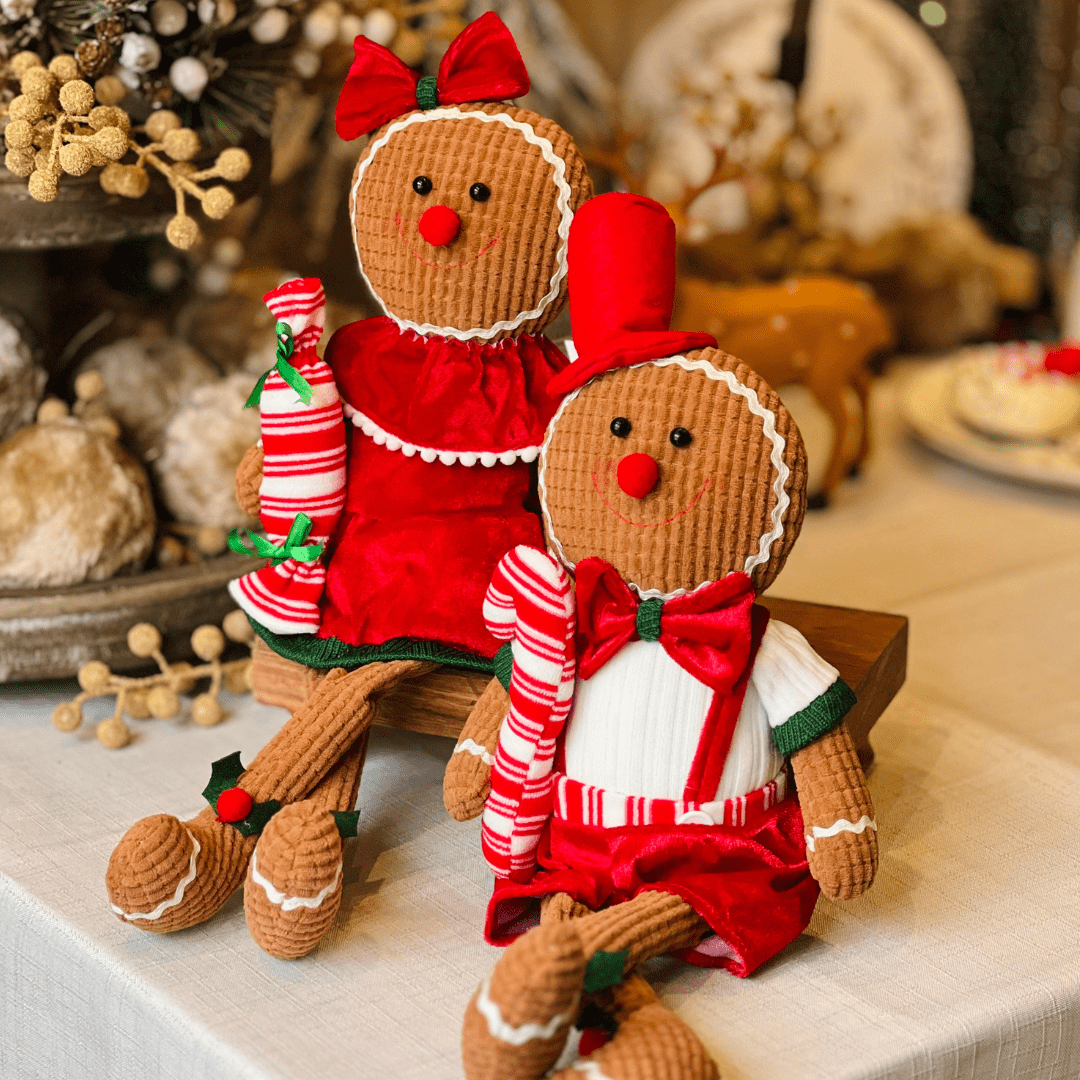 Gingerbread Natalino Menino Com Cartola Sentado de Pelúcia 48cm