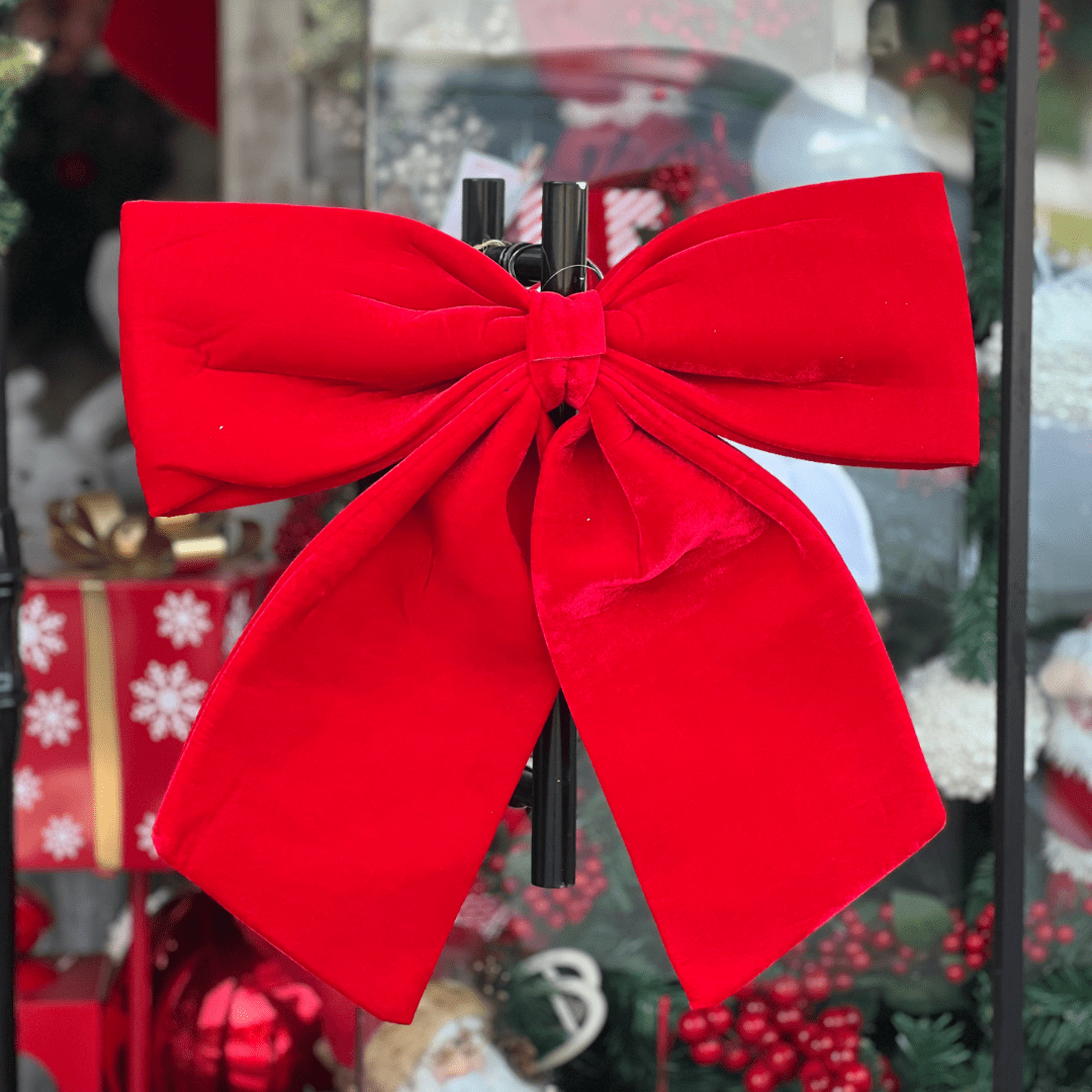 Laço Natalino Vermelho de Veludo 45cm