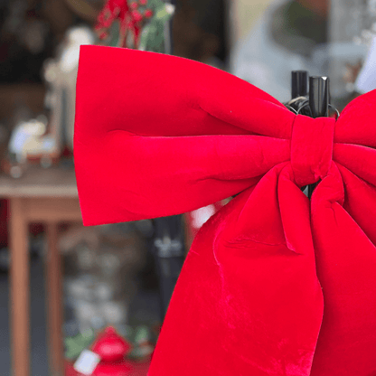 Laço Natalino Vermelho de Veludo 60cm